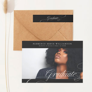 Premium Black Calligraphy Photo College-gradering Meddelande
