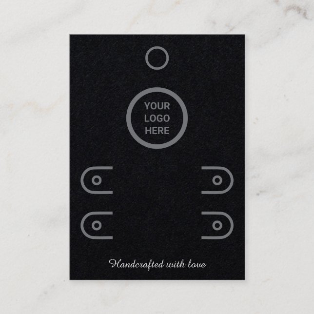 Premium Black Dubbla Row Stud Earring Visning Card (Framsida)