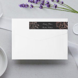 Premium Black Elegant Blommigt utandning Bröllop Etikettband