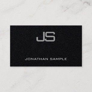 Premium Black Elegant Monogram Modern Simple Luxe Visitkort