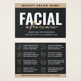Premium Black Facial Aftercare Instruction Ad Card Visitkort