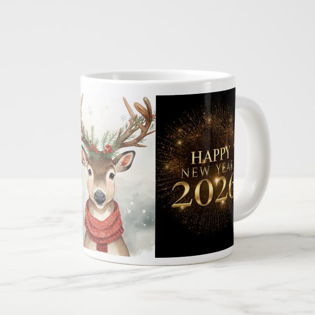 premium black gold happy new year Specialty mug Jumbo Mugg (Framsida höger)
