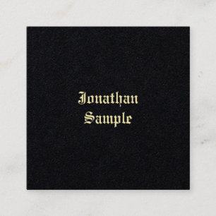 Premium Black Guld Classic Old English Font Chic Fyrkantigt Visitkort