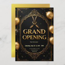 Premium Black & Guld Grand Open-inbjudan