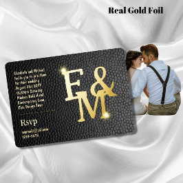 Premium Black Guld Monogram Photo Leather-fotsfoi