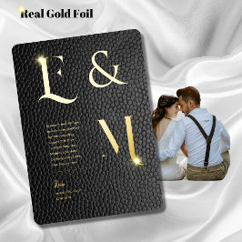 Premium Black Guld Monogram Photo Leather-utseende