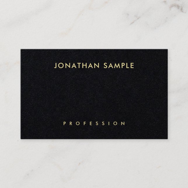 Premium Black Guld-utseendetext Modern minimalisti Visitkort (Framsida)