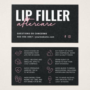 Premium Black Lip Filler Aftercare-kort Visitkort