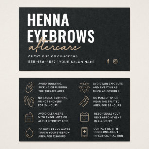 Premium Black Luxury Henna Brows-efterbehandlingsk Visitkort