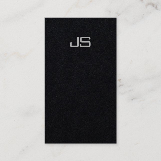 Premium Black Modern Elegant Monogram-Lodrät Visitkort (Framsida)