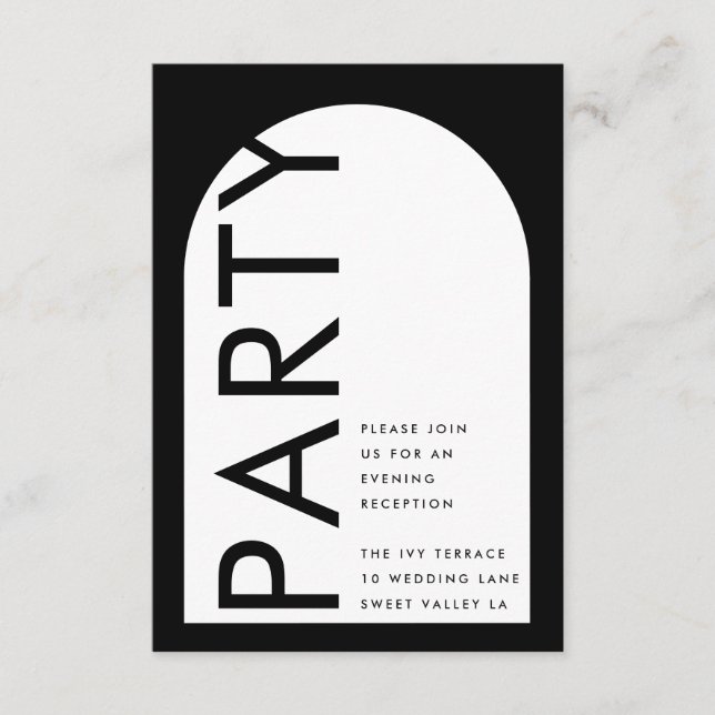 Premium Black Modern Monogram Boho Bold Arch Party Tilläggskort (Framsida)