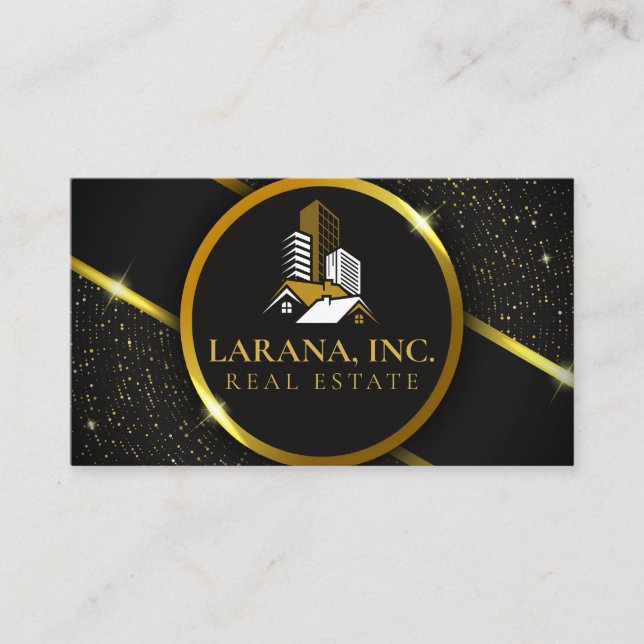 Premium Black och Guld Luxury Real Gods Visitkort (Framsida)