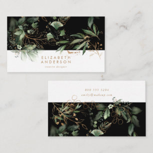 Premium Black Onyx Modern Eucalyptus Corporate Visitkort