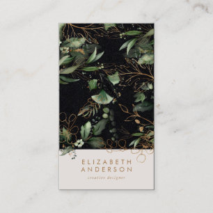 Premium Black Onyx Modern Eucalyptus Corporate Visitkort