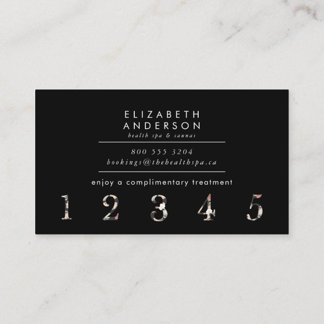 Premium Black Pampas Grass Blommigt Slate Marble Lojalitetskort (Baksida)