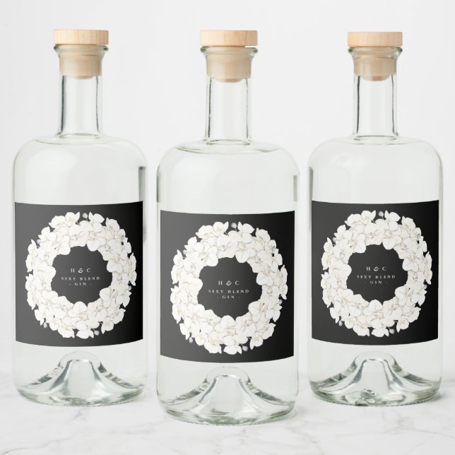 Premium Black Pampas Grass Tropical Blommigt Gin Spritflaskor Etikett (Flaskor)
