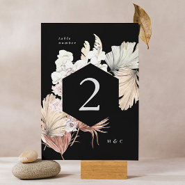 Premium Black Pampas Grass Tropical Jungle Blommig Bordsnummer