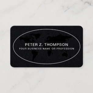 Premium Black Papper World Map Visitkort