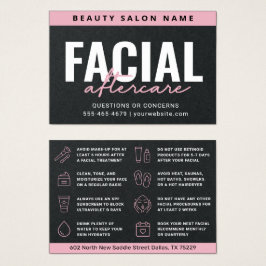 Premium Black Pink Facial Aftercare Advice Card Visitkort