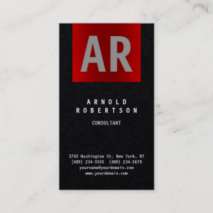 Premium Black Red-Trendiget, Monogram Visitkort