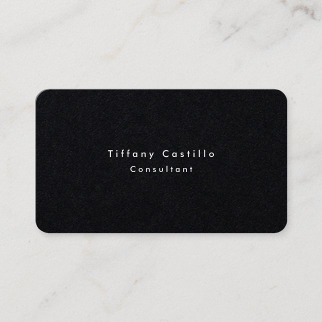 Premium Black Simple Plain Elegant Modern Visitkort (Framsida)