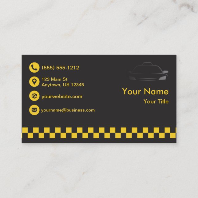 Premium Black Taxi Visitkort (Framsida)