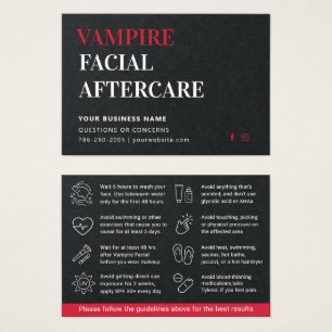 Premium Black Vampire Face Aftercare Advice Visitkort