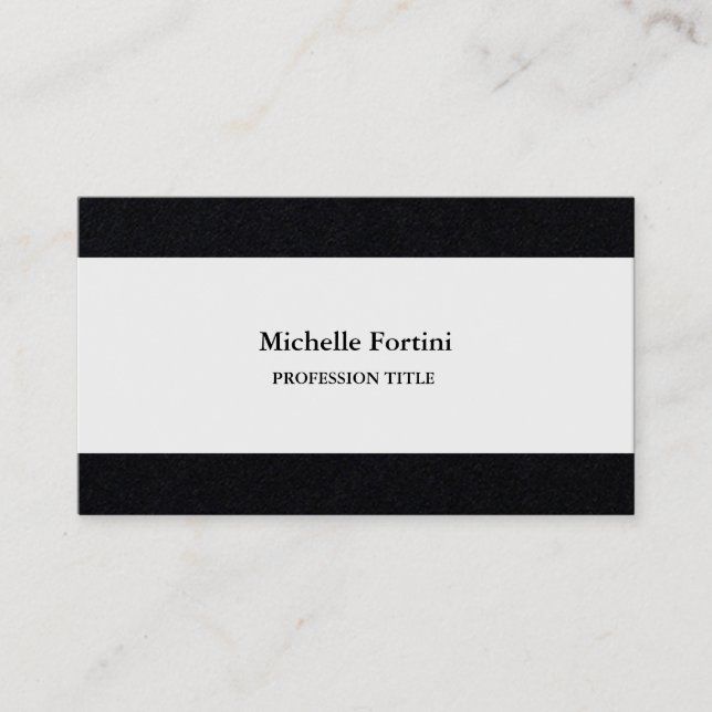 Premium Black White-Elegant, vanlig minimalistisk Visitkort (Framsida)