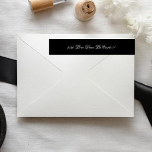 Premium Black & White Forme Script Bröllop Etikettband