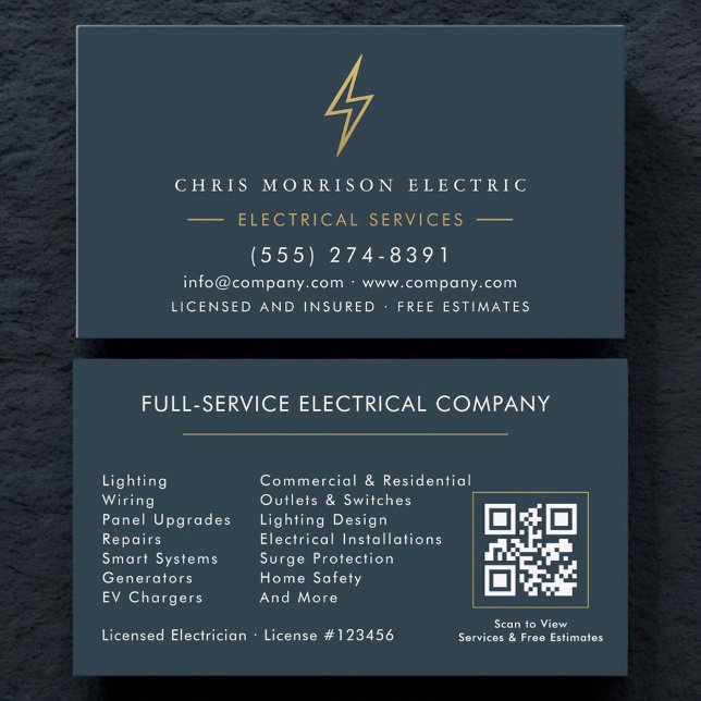 Premium Blue Gold Electric Company Visitkort (Skapare uppladdad)