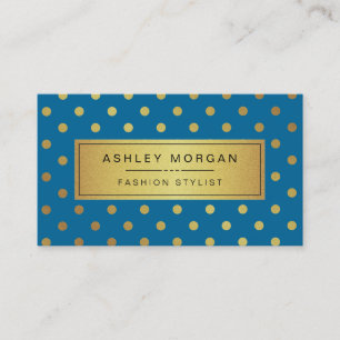 Premium Blue och Guld Glitter Polka dots Visitkort
