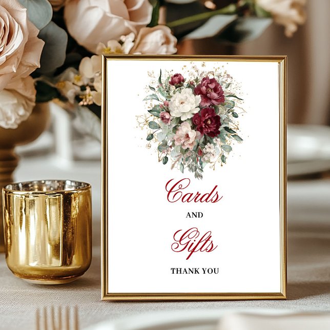 Premium Blush Burgundy Kort och presenter Bordsski Poster (Premium Blush Burgundy Cards and Gifts Tabletop)