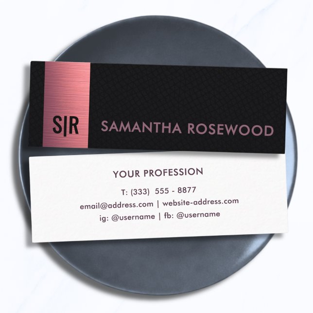 Premium Borstad Rosa Monogram Svart Läder  Mini Visitkort (Skapare uppladdad)
