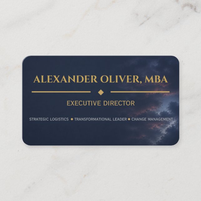 Premium Business Blue och Gold Executive Visitkort (Framsida)