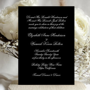 Premium Calligraphy Black Tie Forme Bröllop Inbjudningar