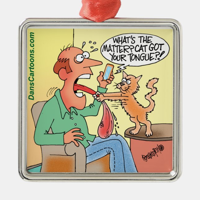 Premium Cat Tecknad Julgran Ornament (Framsidan)