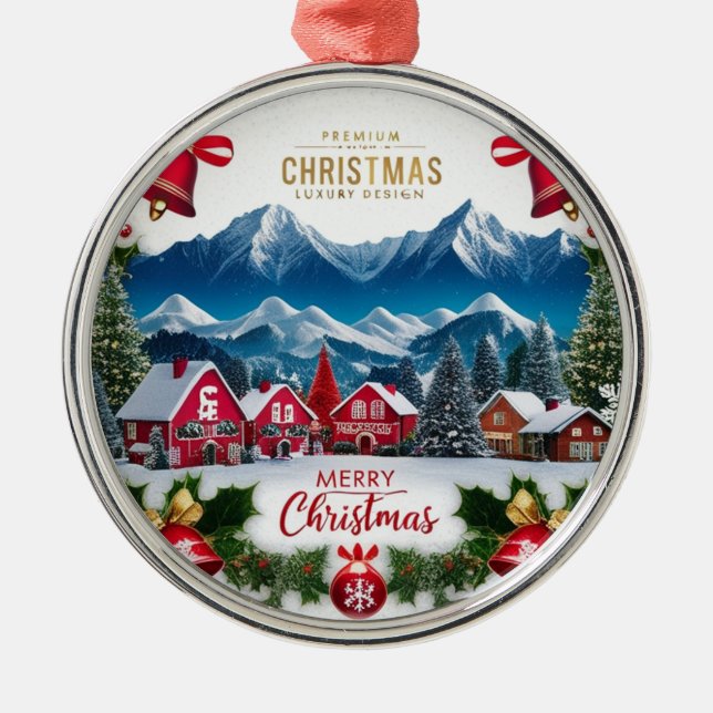 Premium Christmas Village Round Ornament  (Framsidan)