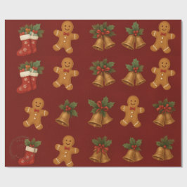 Premium Christmas Wrap – Gingerbread & Bells Presentpapper