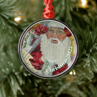 Premium Classic Santa-ornament - Dubbelkollar Julgransprydnad Metall