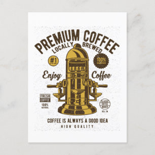 Premium Coffee Vintage Barista Vykort