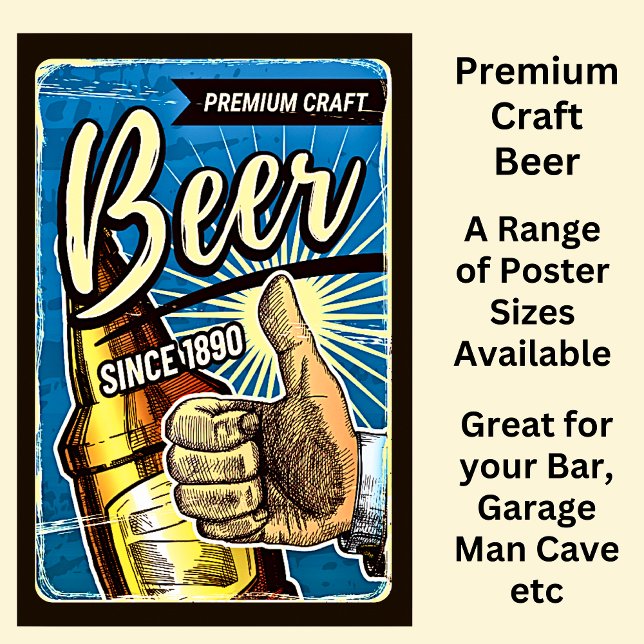 Premium Craft Beer sedan 1890 Blue & Brown Poster (Skapare uppladdad)