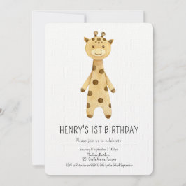 Premium, Cute Giraffe-barn, första födelsedagsinbj Inbjudningar