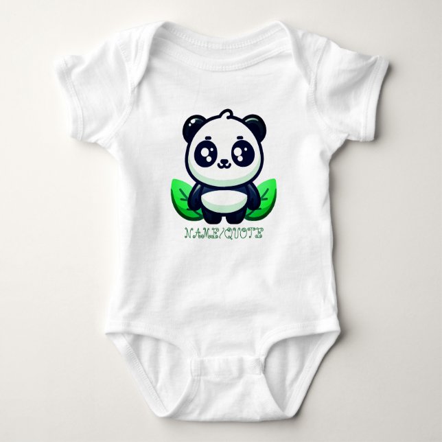 Premium Cute Panda And Leaves T Shirt (Framsida)