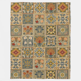 Premium dekorativ blomster mosaik fleecefilt