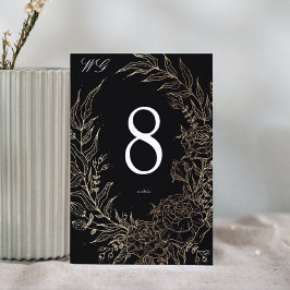 Premium Editable Guld Blommigt WAN Bröllop Bordsnummer