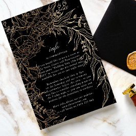 Premium Editable Guld Blommigt WAN Bröllop Tilläggskort