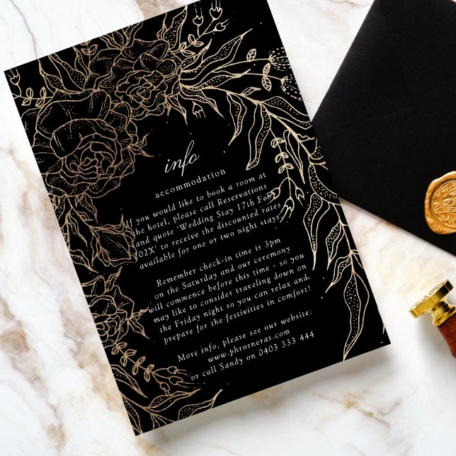 Premium Editable Guld Blommigt WAN Bröllop Tilläggskort (Skapare uppladdad)