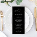 Premium Elegant Calligraphy Black Tie Bröllop Meny<br><div class="desc">Den här menyn är en del av Black Tie Collection</div>