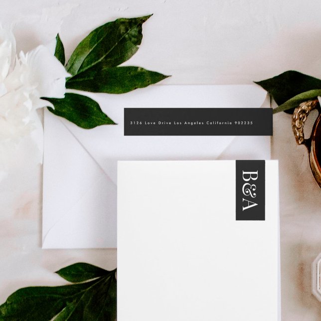 Premium-Elegant | Editable MONOGRAM Bröllop Etikettband (Skapare uppladdad)