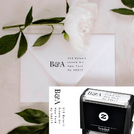 Premium-Elegant | Editable Monogram Bröllop Självfärgande Stämpel